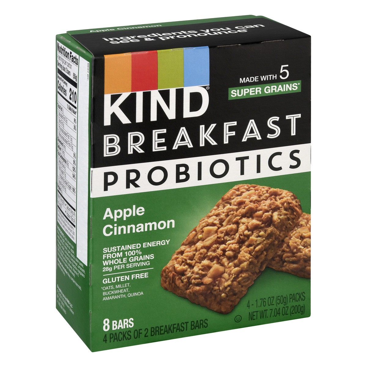 slide 11 of 13, KIND Breakfast 4 Packs Apple Cinnamon Probiotic Bars 4 ea, 4 ct