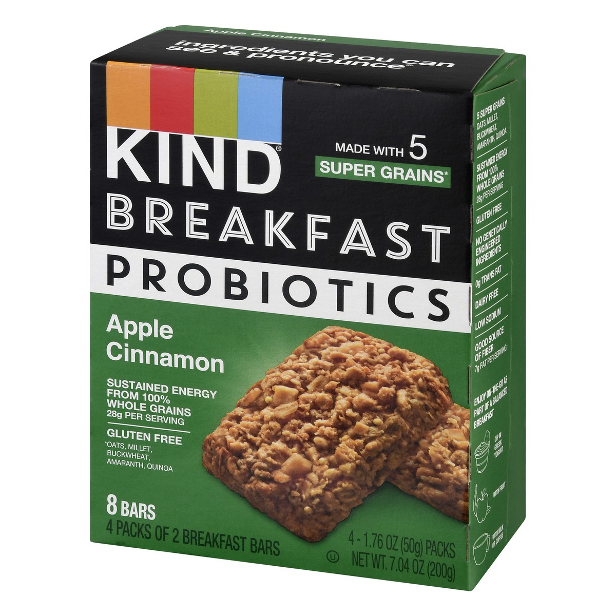 slide 5 of 13, KIND Breakfast 4 Packs Apple Cinnamon Probiotic Bars 4 ea, 4 ct