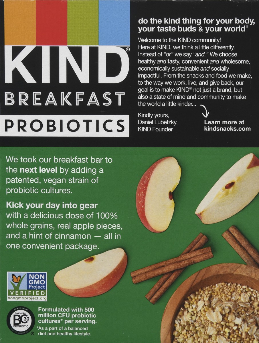 slide 9 of 13, KIND Breakfast 4 Packs Apple Cinnamon Probiotic Bars 4 ea, 4 ct