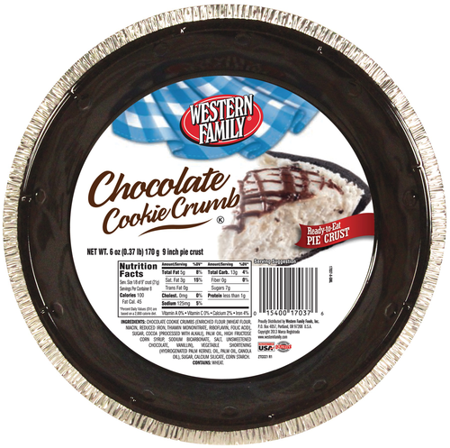 slide 1 of 1, Western Family Chocolate Cookie Pie Crust, 6 oz