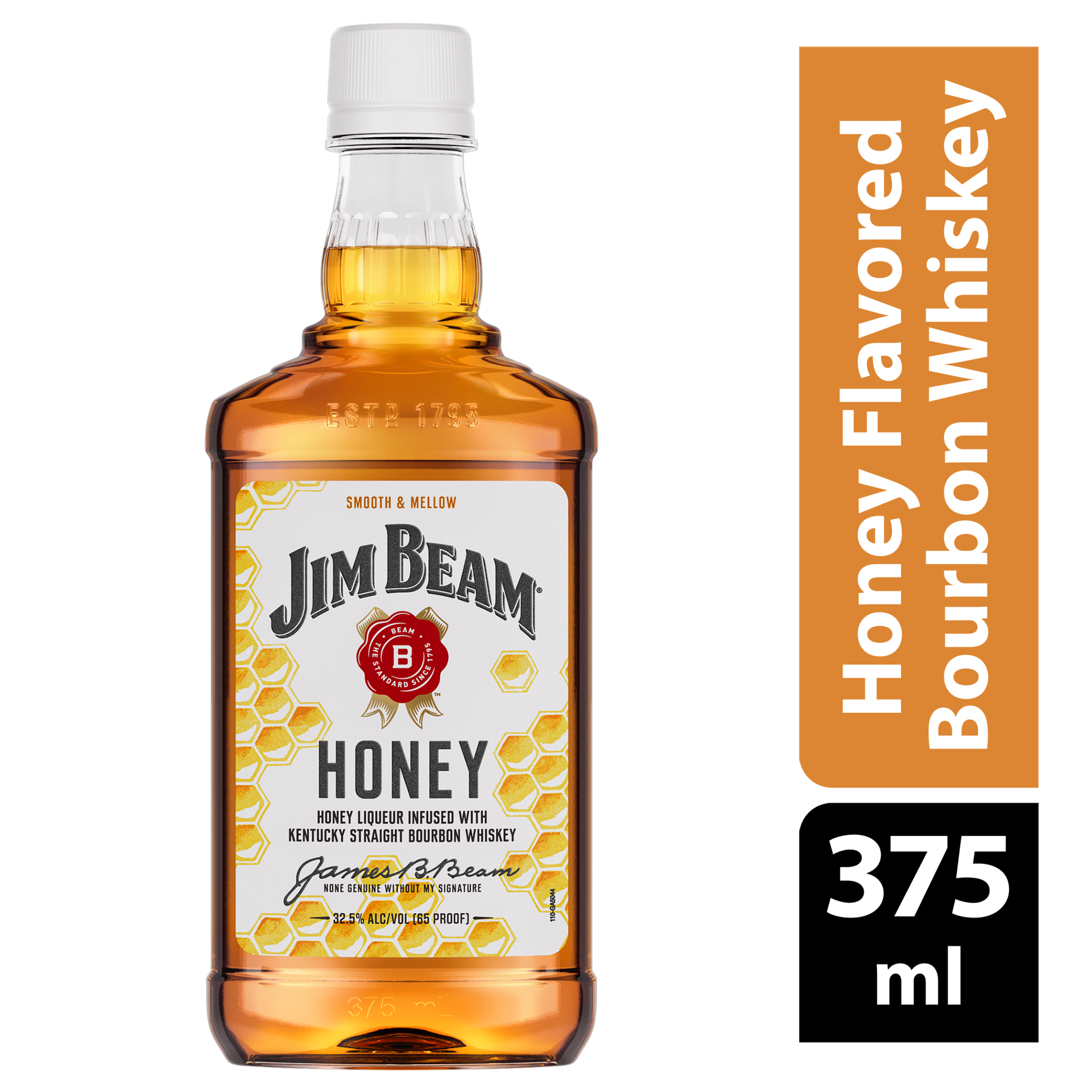 slide 1 of 2, Jim Beam Honey Liqueur with Kentucky Straight Bourbon Whiskey 375 ml, 375 ml