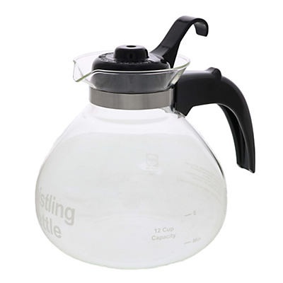 slide 1 of 1, Med Glass Stovetop 12-Cup Whistling Kettle, MED