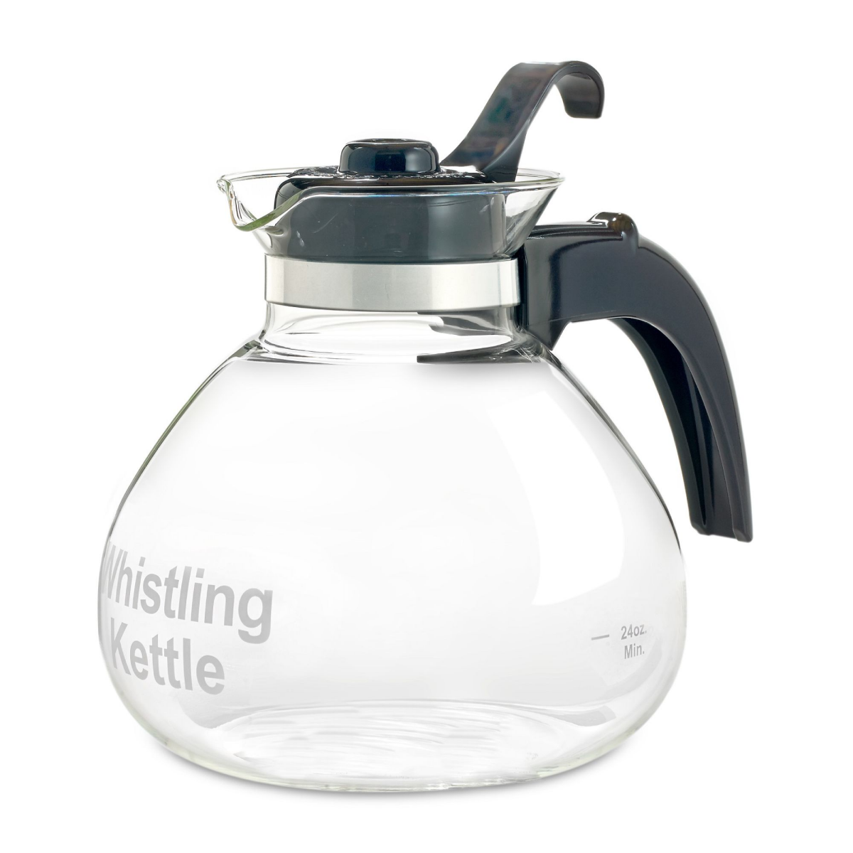 slide 1 of 4, Med Glass Stovetop 12-Cup Whistling Kettle, MED