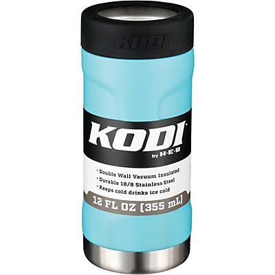 slide 1 of 1, Kodi by H-E-B Aqua Matte Stainless Steel Slim Can Insulator, 12 oz