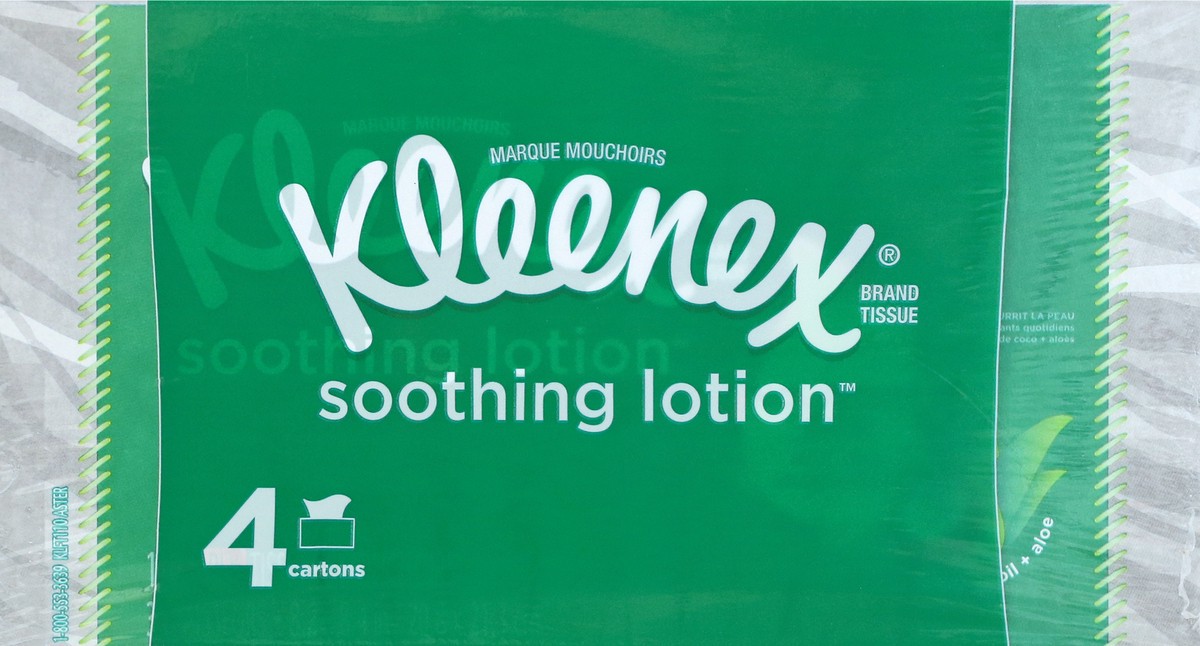 slide 2 of 10, Kleenex Soothing Lotion 4 Pack 3-Ply Coconut Oil + Aloe Tissues 4 ea, 4 ct