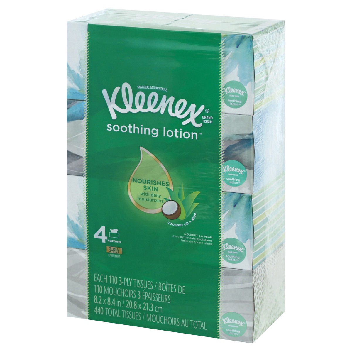 slide 9 of 10, Kleenex Soothing Lotion 4 Pack 3-Ply Coconut Oil + Aloe Tissues 4 ea, 4 ct