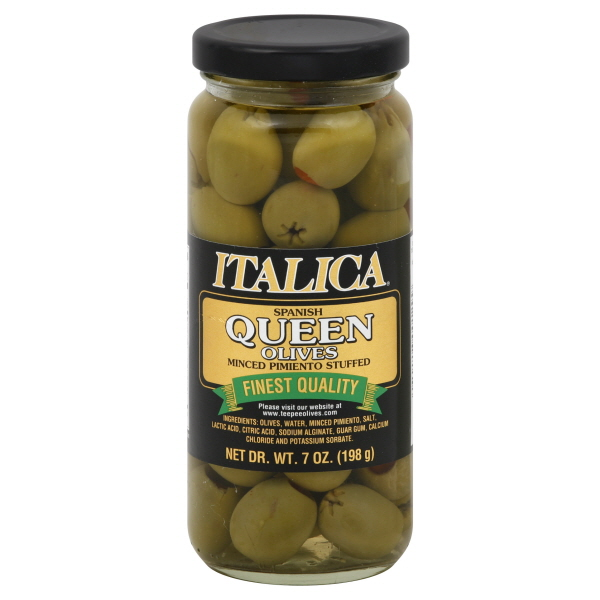 slide 1 of 1, Italica Olives Spanish Queens Stuffed With Minced Pimiento, 7 oz