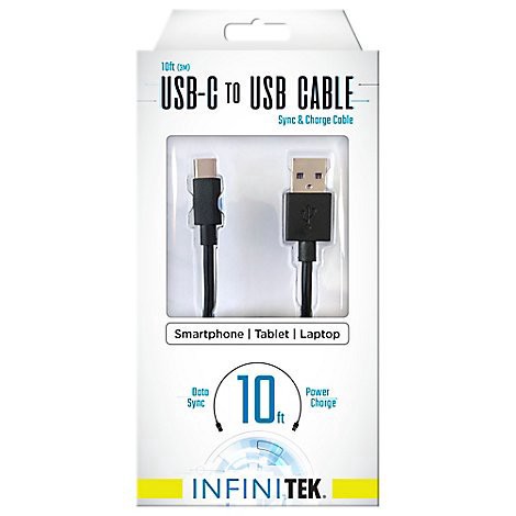 slide 1 of 1, Mobil Usb-c To Usb Sync & Charge Cable Black Reversable Type-c Cble 10ft - EA, 10 ft