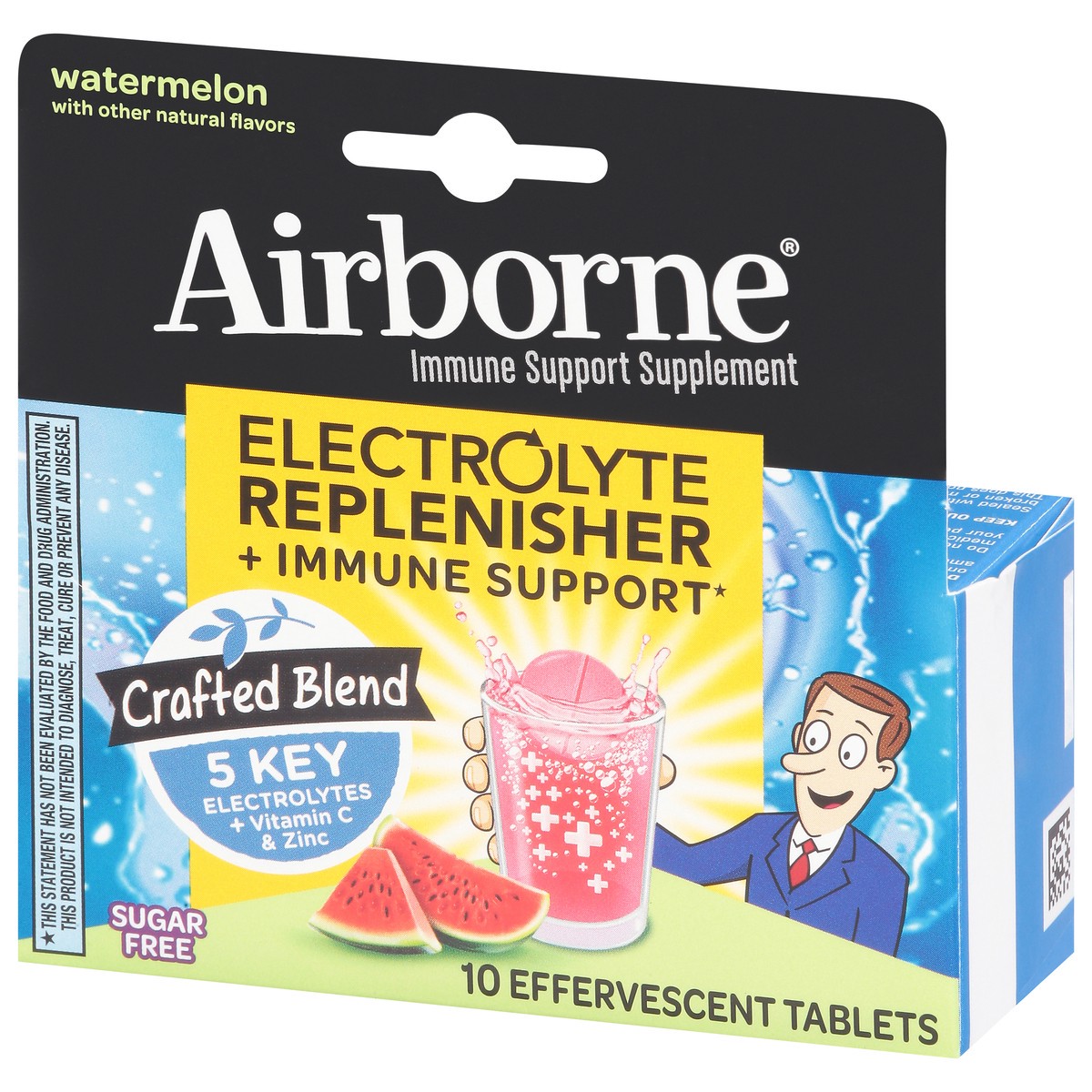 slide 9 of 14, Airborne Sugar Free Watermelon Electrolyte Replenisher + Immune Support 10 Effervescent Tablets, 10 ct