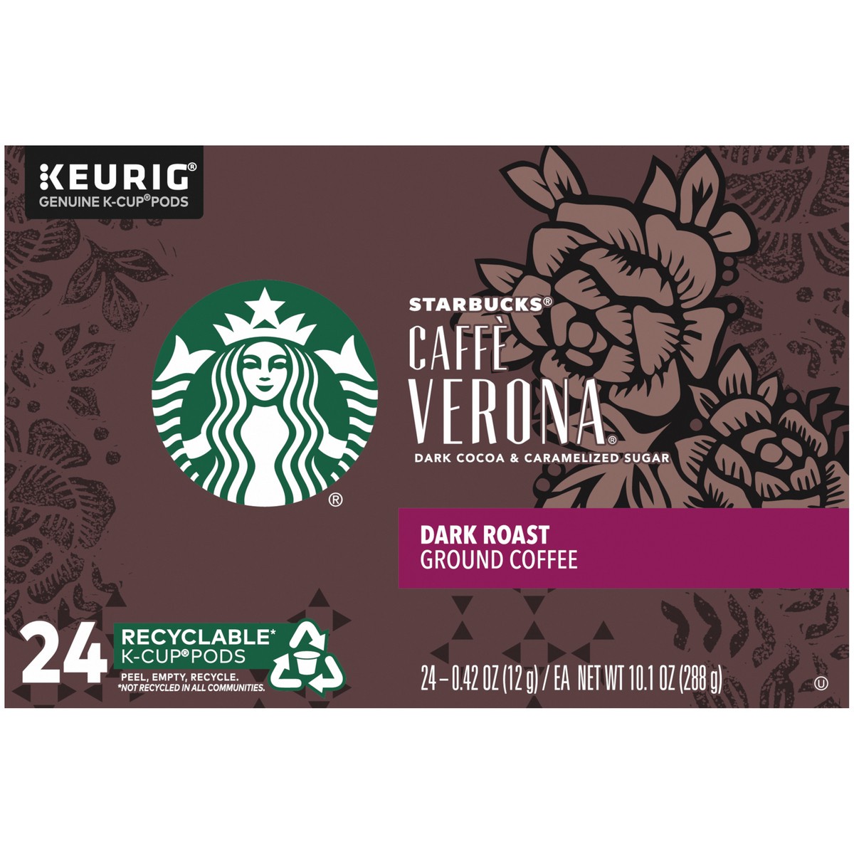 slide 2 of 13, Starbucks K-Cup Coffee Pods, Dark Roast Coffee, Caffè Verona For Keurig Coffee Makers, 100% Arabica, 1 Box (24 Pods), 1 ct