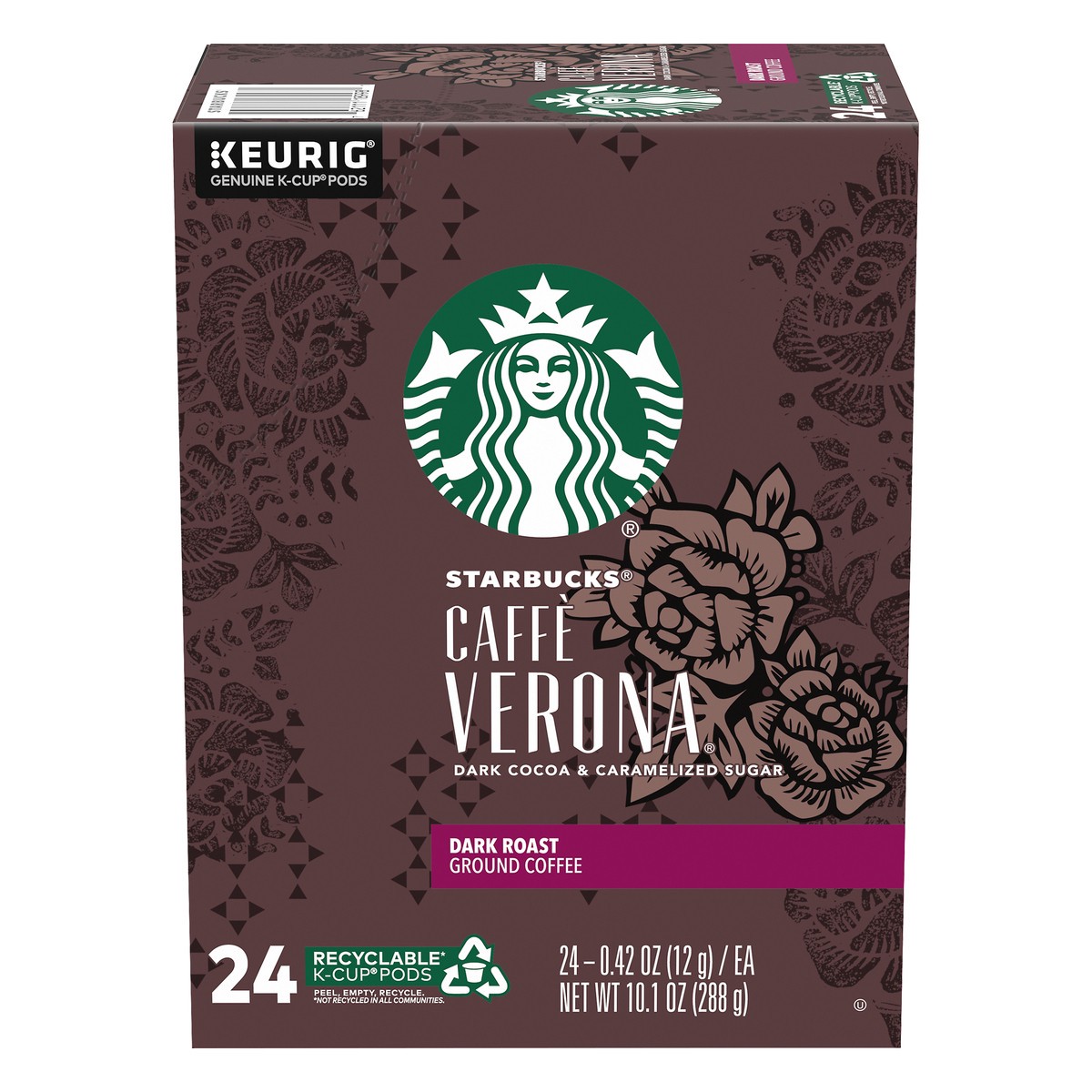 slide 4 of 13, Starbucks K-Cup Coffee Pods, Dark Roast Coffee, Caffè Verona For Keurig Coffee Makers, 100% Arabica, 1 Box (24 Pods), 1 ct