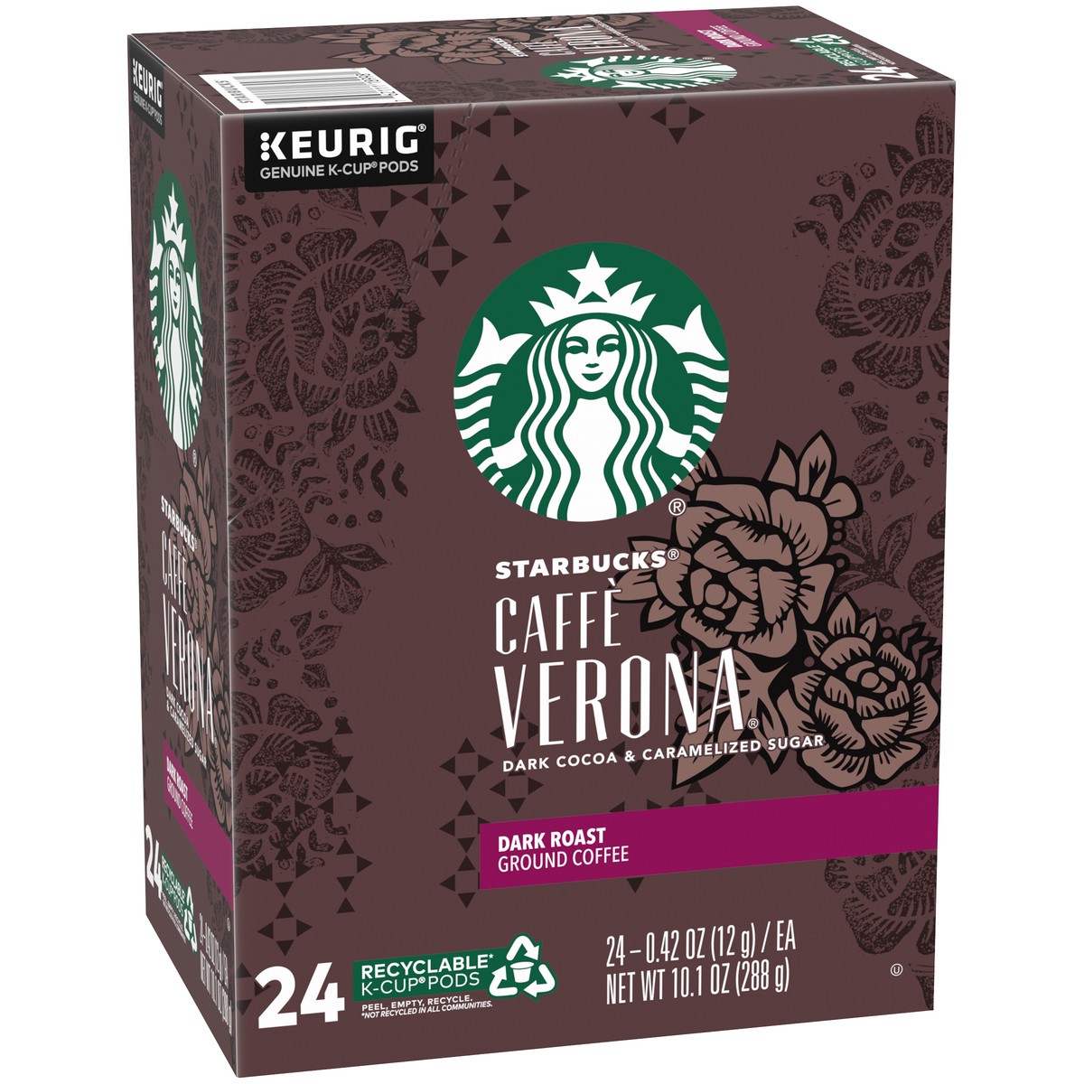 slide 5 of 13, Starbucks K-Cup Coffee Pods, Dark Roast Coffee, Caffè Verona For Keurig Coffee Makers, 100% Arabica, 1 Box (24 Pods), 1 ct