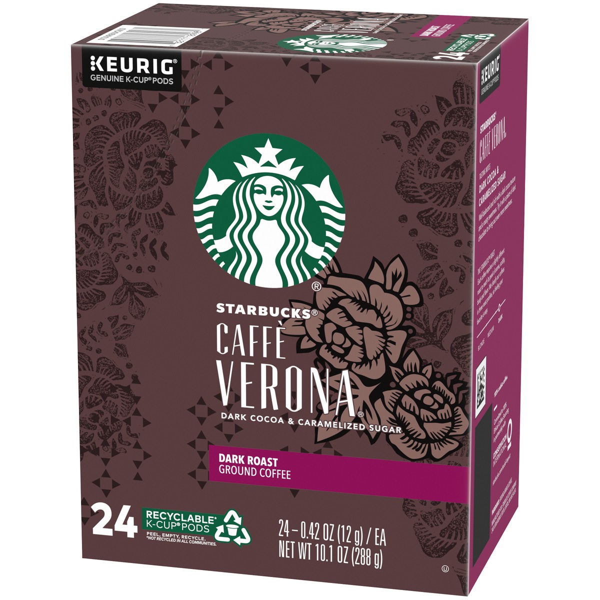 slide 6 of 13, Starbucks K-Cup Coffee Pods, Dark Roast Coffee, Caffè Verona For Keurig Coffee Makers, 100% Arabica, 1 Box (24 Pods), 1 ct