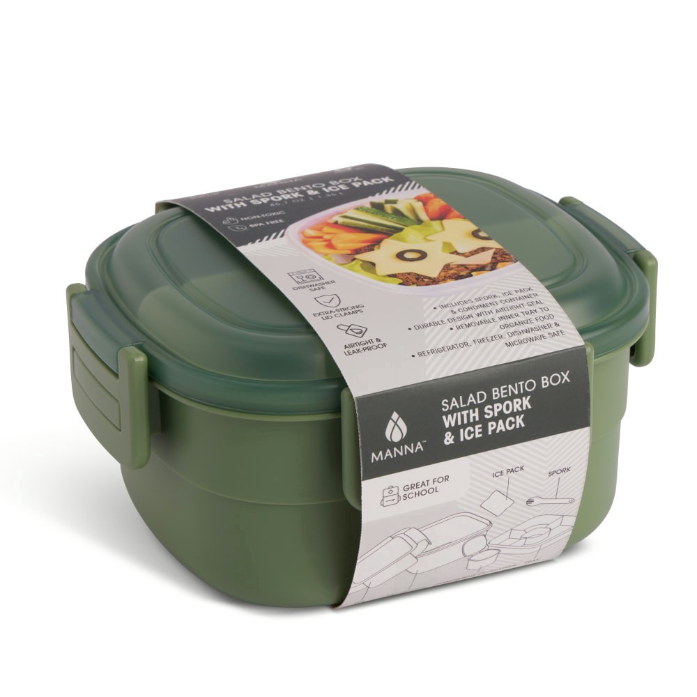 slide 2 of 3, Core Home Manna Salad Bento Box - Green, 1 ct