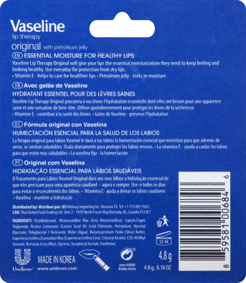 slide 5 of 9, Vaseline Original Lip Therapy 4.8 gr, 4.80 g