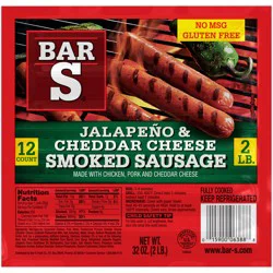 Bar-S Jalapeno & Cheddar Cheese Smoked Sausage 12 ct Pack