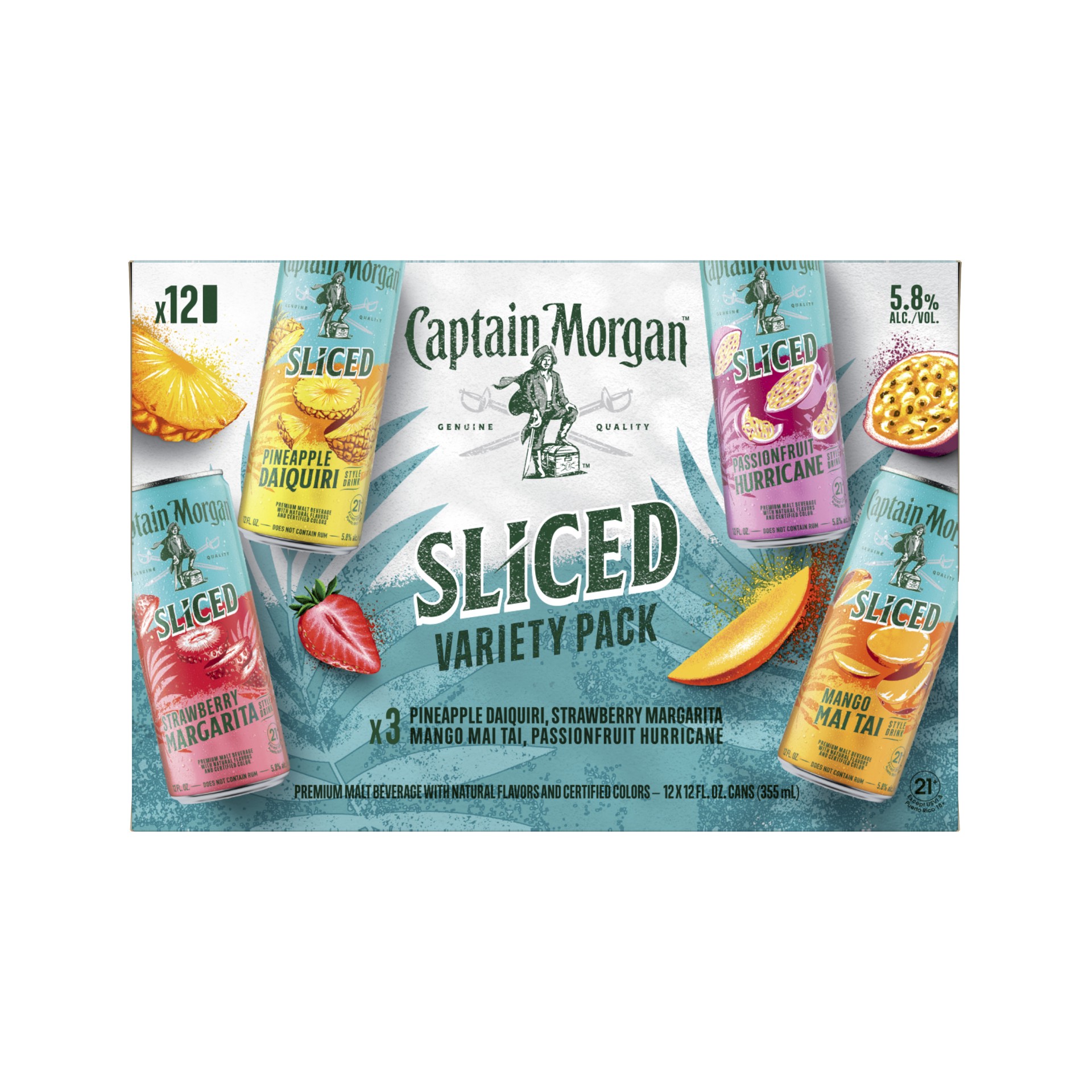 slide 9 of 10, Captain Morgan Sliced Premium Assorted Malt Beverage Variety Pack 12 - 12 fl oz Cans, 12 ct
