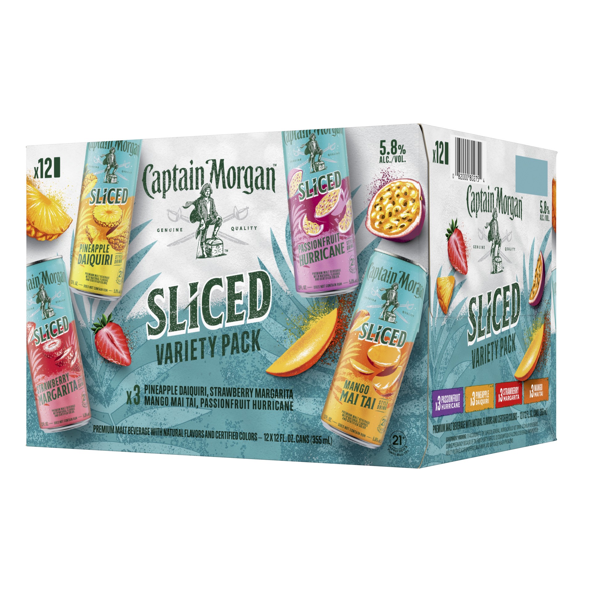 slide 7 of 10, Captain Morgan Sliced Premium Assorted Malt Beverage Variety Pack 12 - 12 fl oz Cans, 12 ct