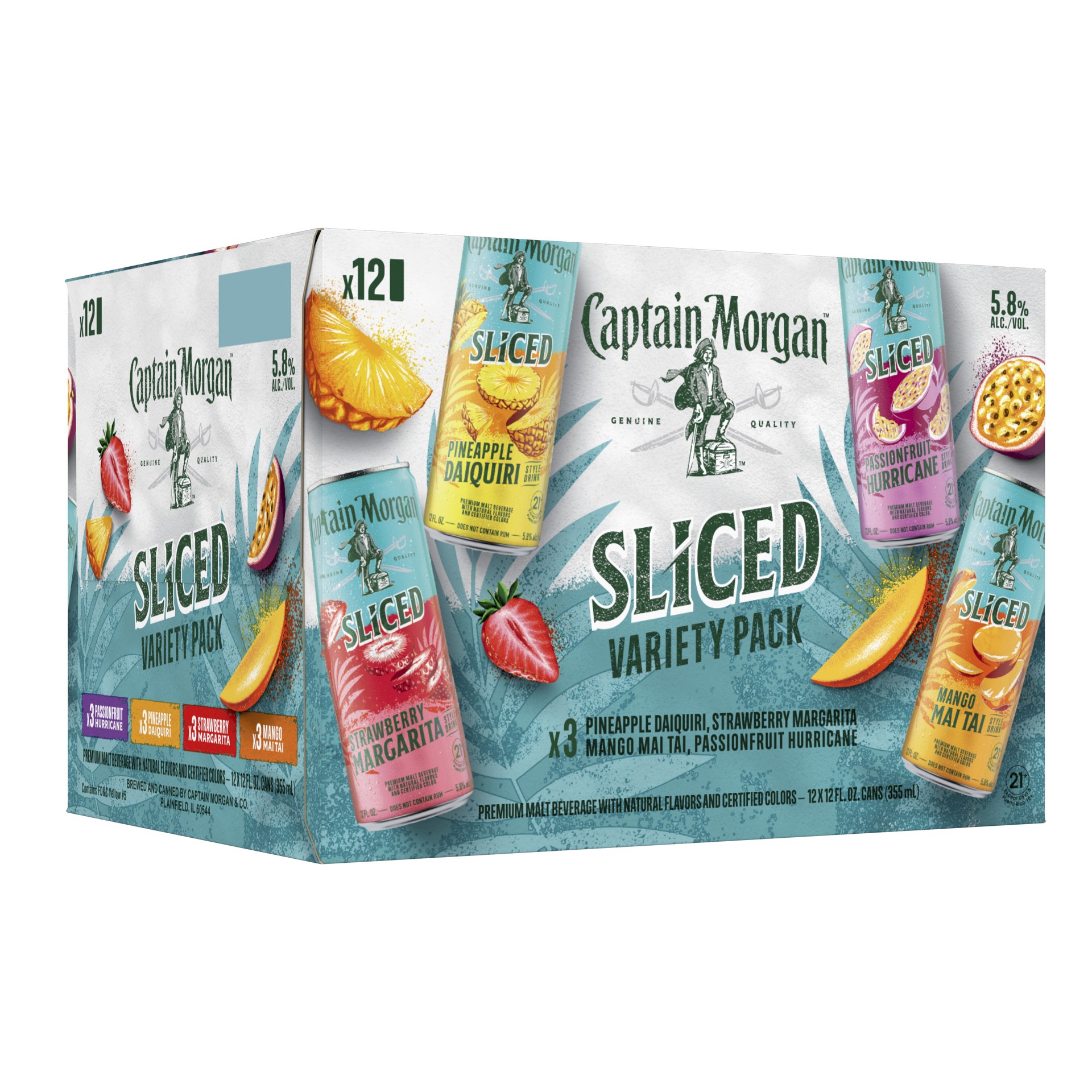 slide 3 of 10, Captain Morgan Sliced Premium Assorted Malt Beverage Variety Pack 12 - 12 fl oz Cans, 12 ct