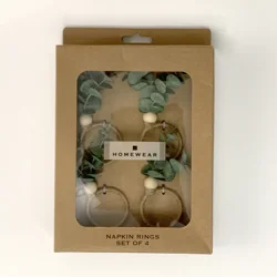 Homewear Spring Eucalyptus Napkin Rings, 4 Pack