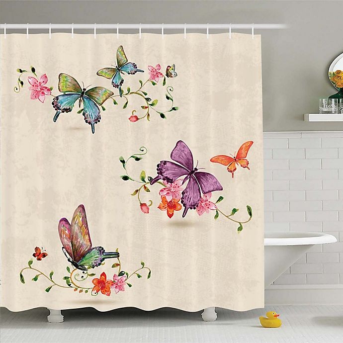 slide 1 of 1, Ambesonne Butterfly Shower Curtain, 70 in