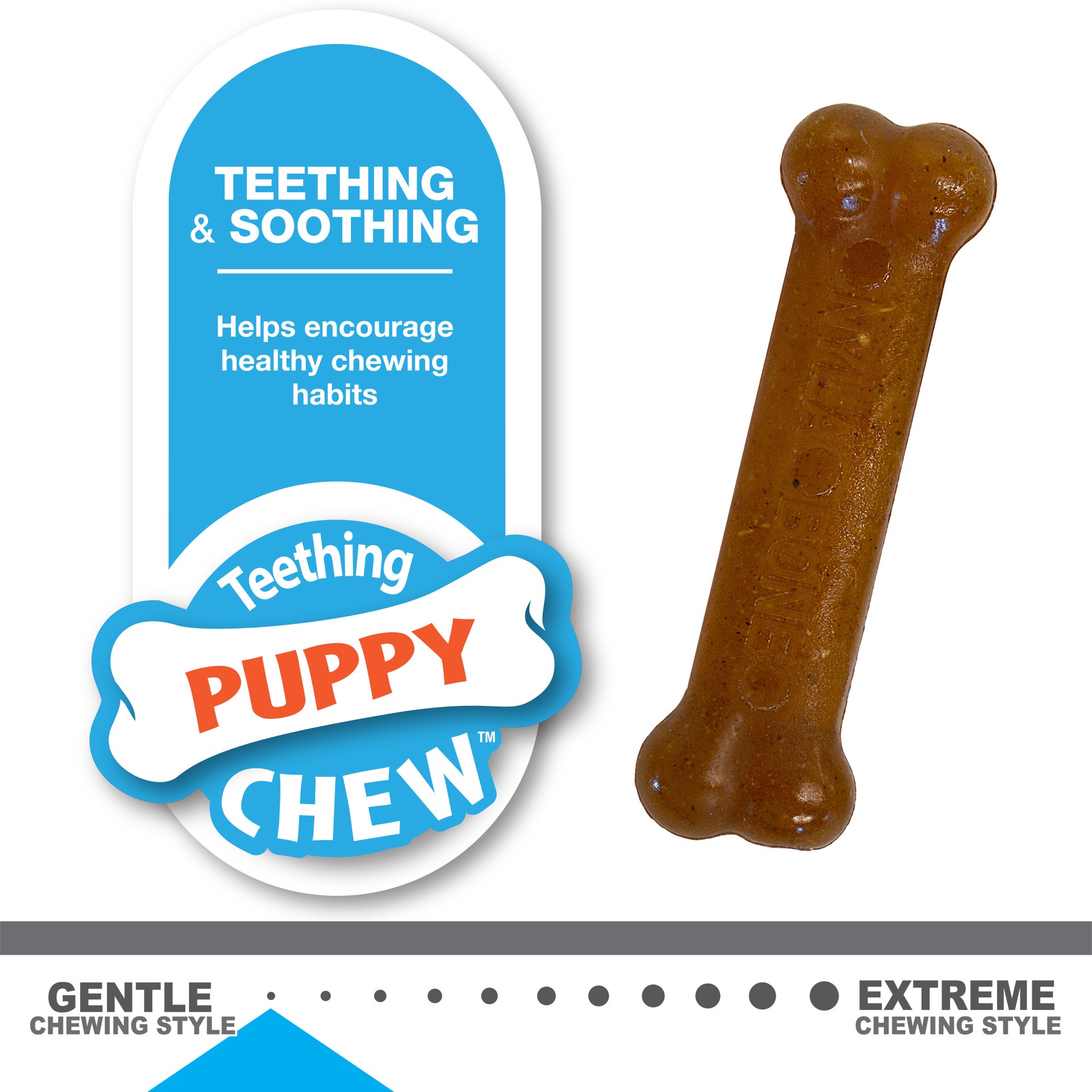 slide 5 of 10, Nylabone Classic Puppy Chew Flavored Durable Dog Chew Toy Chicken & Peanut Butter Bone X-Small/Petite - Up to 15 lbs.(2 Count), 1 ct
