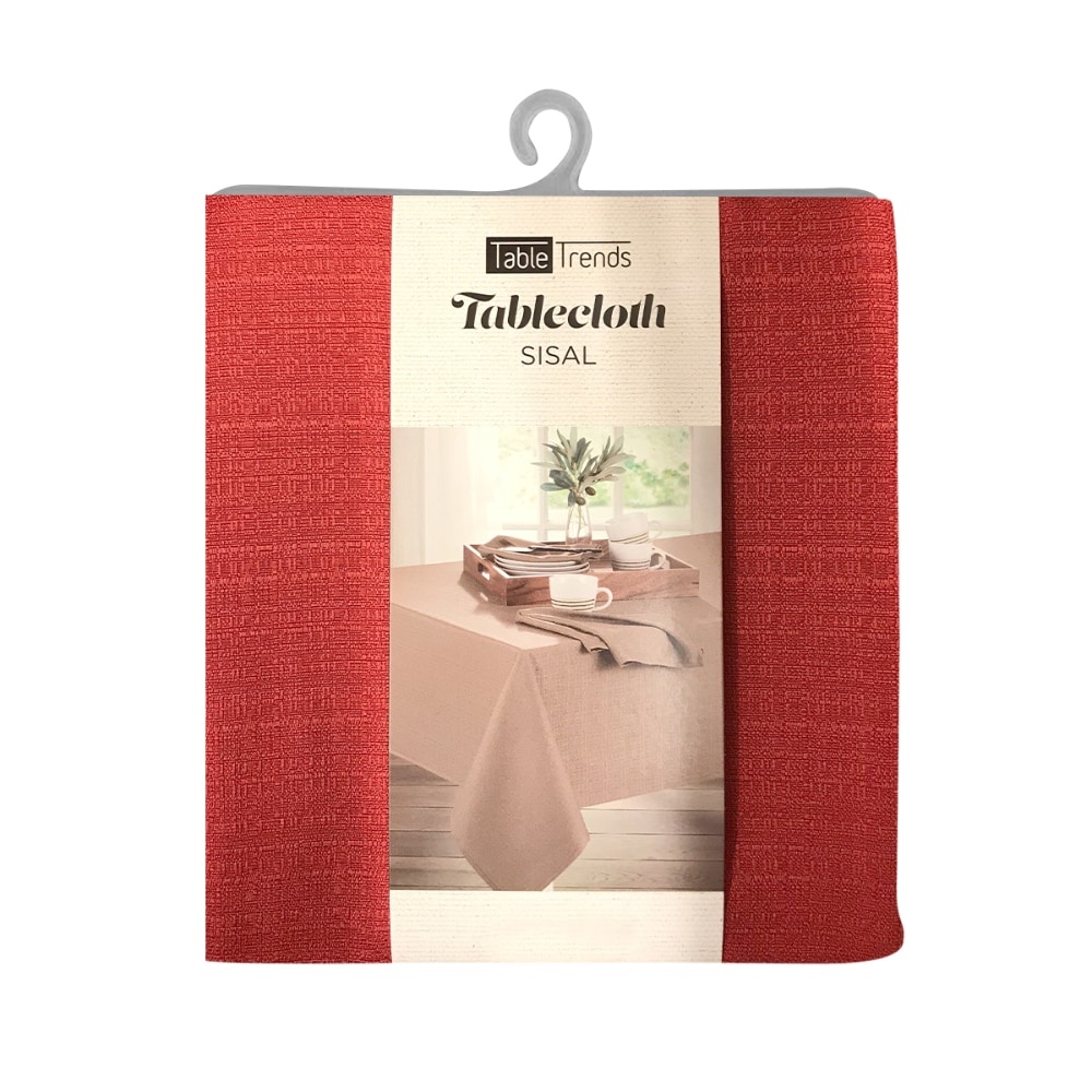 slide 1 of 1, Arlee Home Fashions Table Trends Sisal Tablecloth - Red, 60 in x 120 in