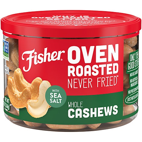 slide 1 of 1, Fisher Oven Roasted Whole Cashews, 24 oz