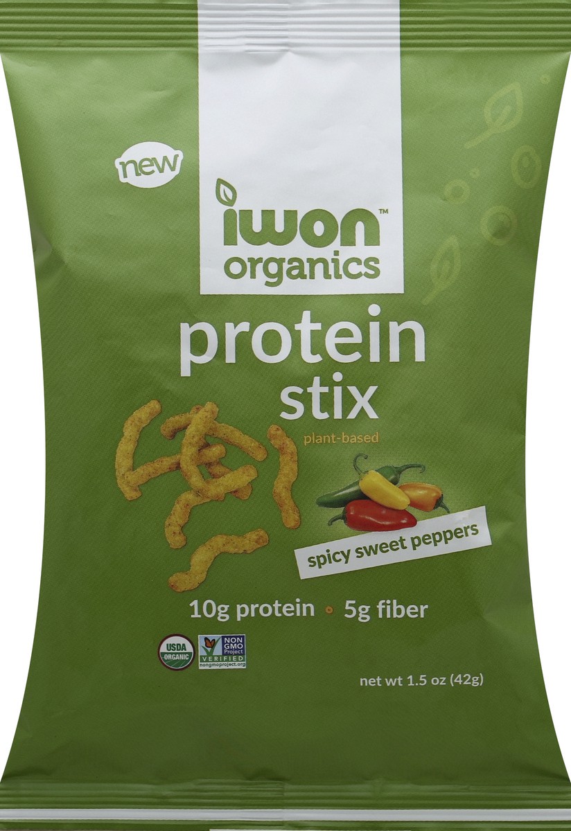 slide 5 of 5, Iwon Organics Spicy Sweet Peppers Protein Stix 1.5 oz, 1.5 oz