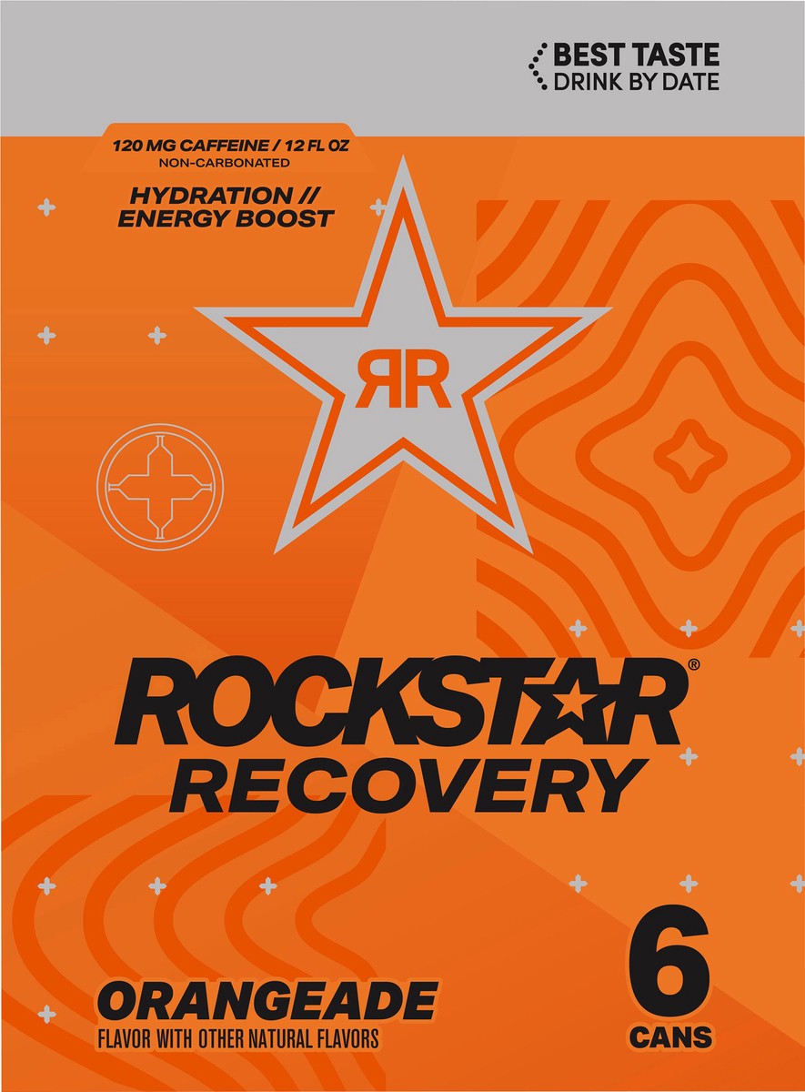 slide 11 of 11, Rockstar Recovery Energy Drink Orangeade - 6 ct, 6 ct; 12 fl oz