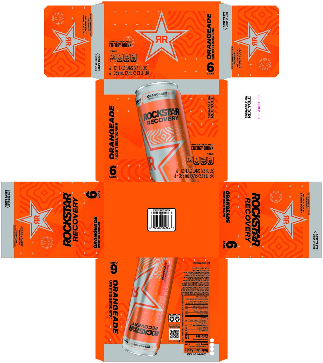 slide 6 of 11, Rockstar Recovery Energy Drink Orangeade - 6 ct, 6 ct; 12 fl oz
