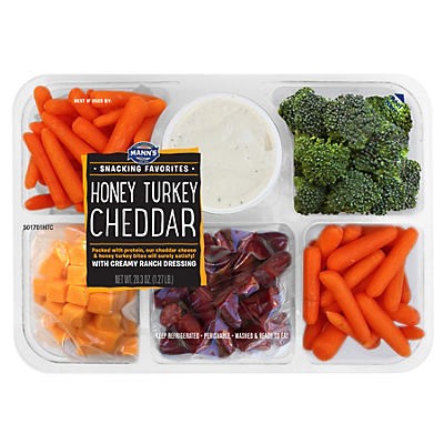 slide 1 of 8, Mann's Snacking Favorites Honey Turkey Cheddar Tray, 20.3 oz