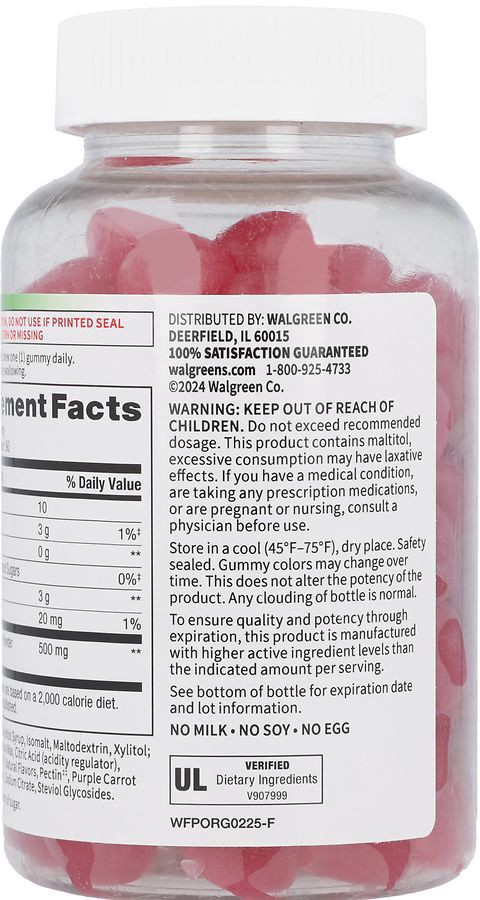 slide 4 of 4, Walgreens Free & Pure Apple Cider Vinegar 500 mg Gummies Apple, 90 ct