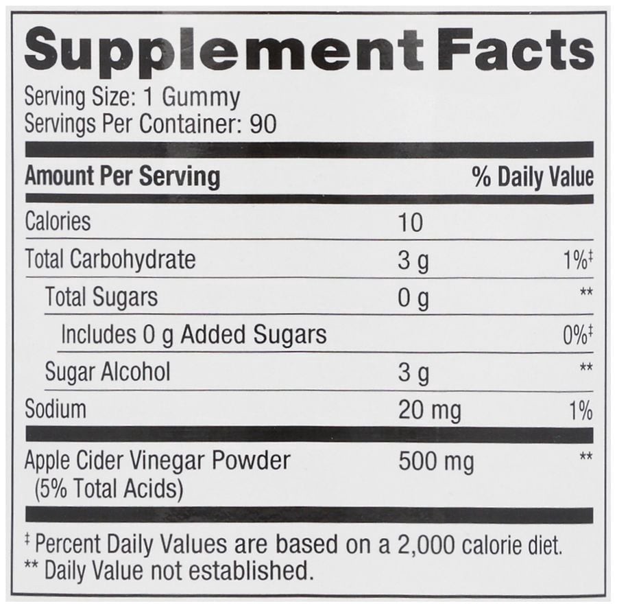 slide 2 of 4, Walgreens Free & Pure Apple Cider Vinegar 500 mg Gummies Apple, 90 ct