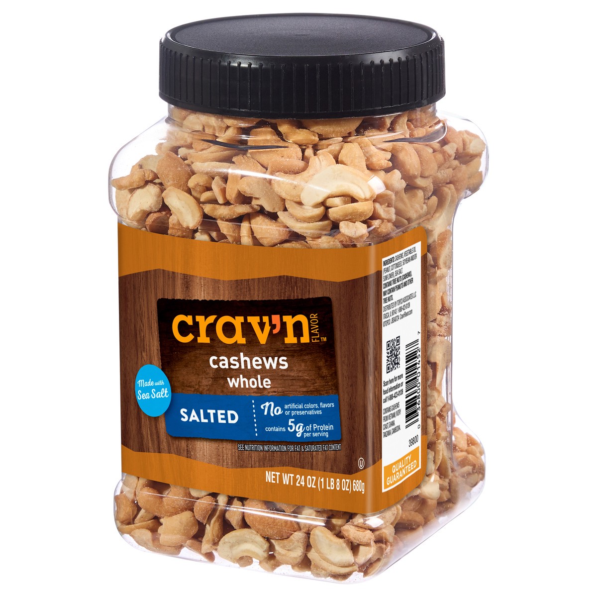 slide 3 of 4, Crav'n Flavor Whole Salted Cashews 24 oz, 24 oz