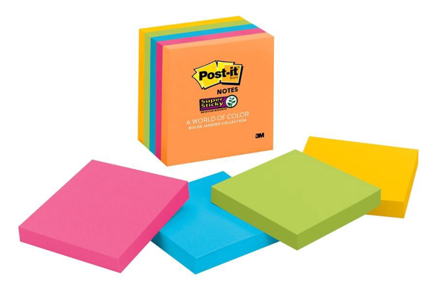 slide 2 of 9, Post-it Super Sticky Notes, Rio De Janeiro Pads, 5 ct; 3 in x 3 in