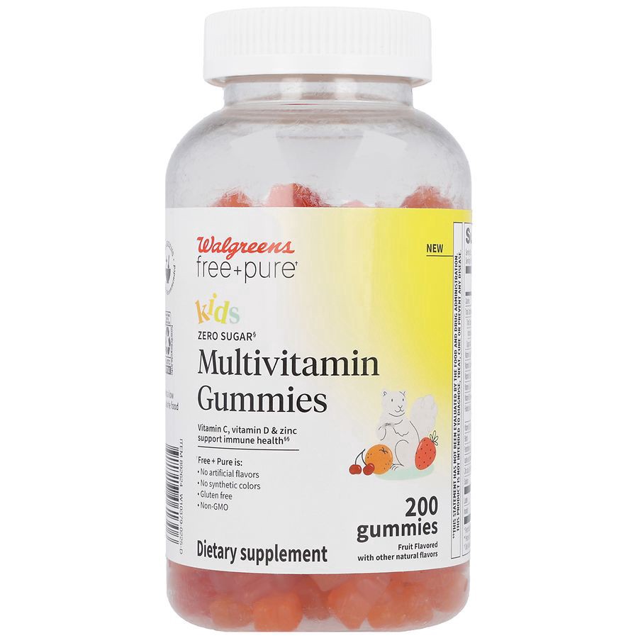 slide 1 of 5, Walgreens Free & Pure Kids Multivitamin Gummies Fruit, 200 ct