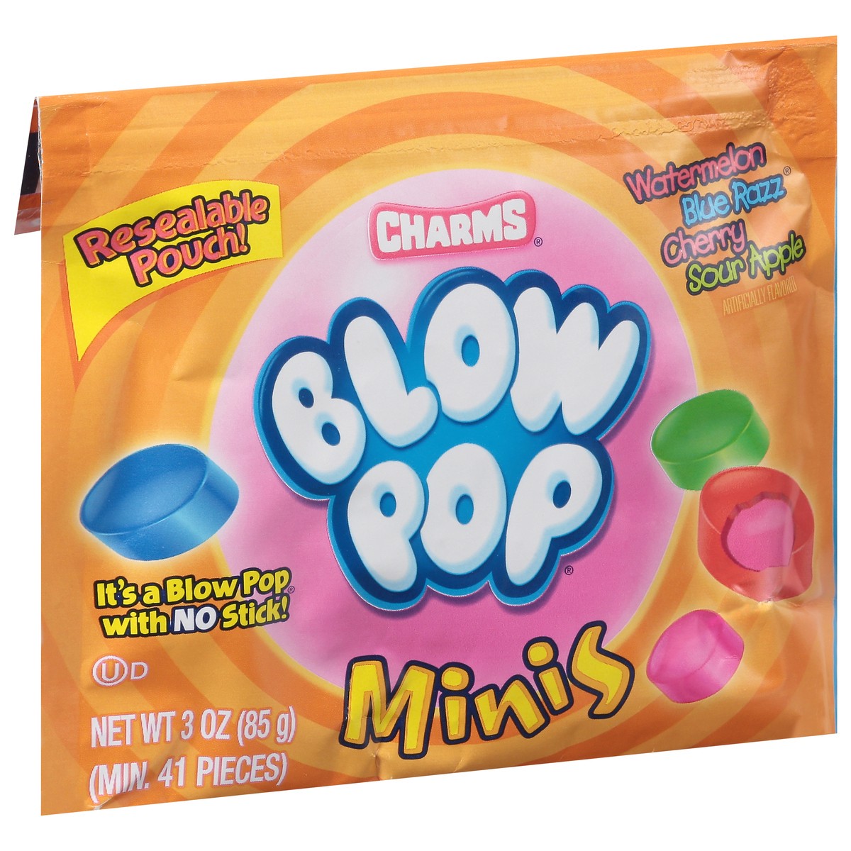 slide 11 of 13, Charms Watermelon, Blue Razz, Cherry, Sour Apple Blow Pop Minis 3 oz, 3 oz
