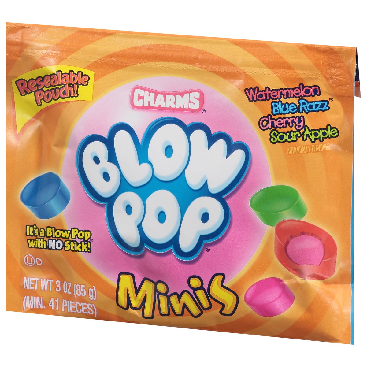 slide 10 of 13, Charms Watermelon, Blue Razz, Cherry, Sour Apple Blow Pop Minis 3 oz, 3 oz