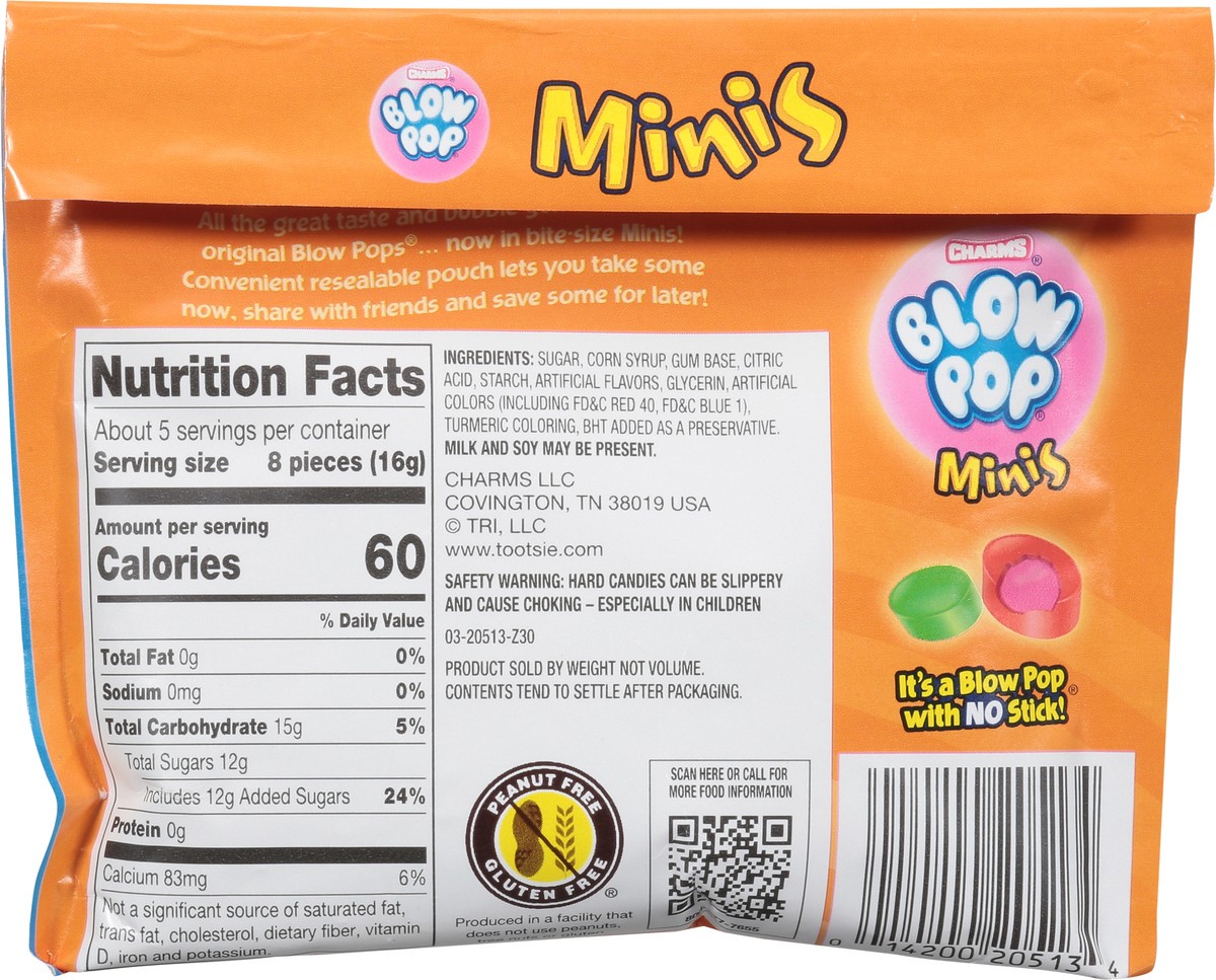 slide 6 of 13, Charms Watermelon, Blue Razz, Cherry, Sour Apple Blow Pop Minis 3 oz, 3 oz