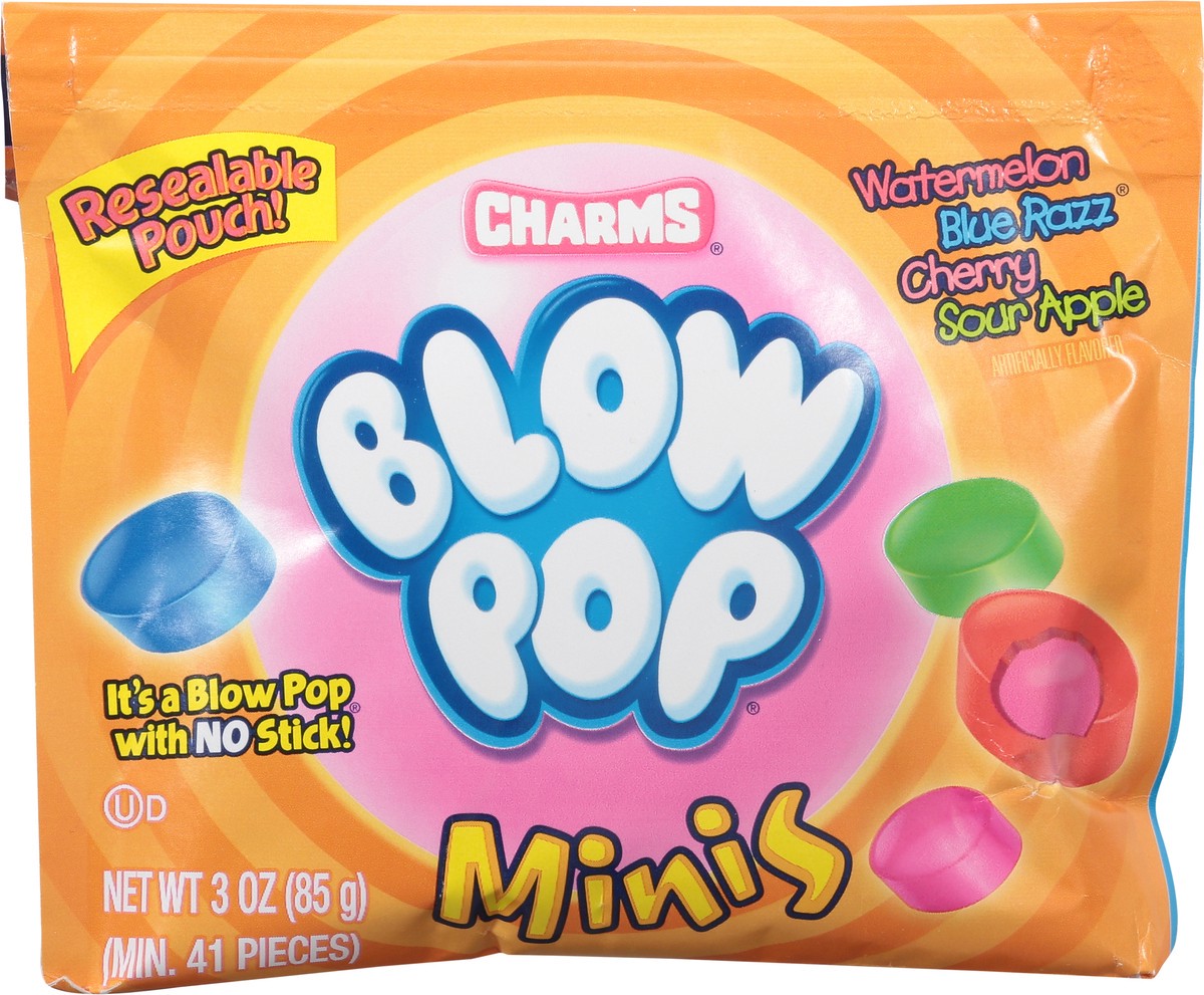 slide 3 of 13, Charms Watermelon, Blue Razz, Cherry, Sour Apple Blow Pop Minis 3 oz, 3 oz