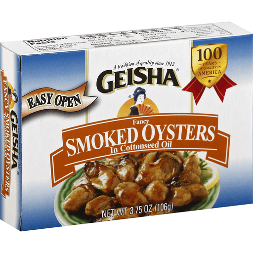 slide 2 of 2, Geisha Fancy Smoked Oysters In Cottonseed Oil, 3.75 oz