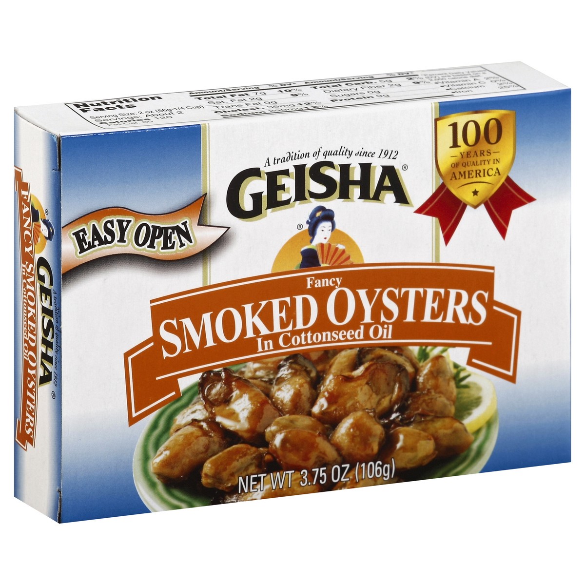 slide 5 of 5, Geisha Smoked Oysters, 3.75 oz