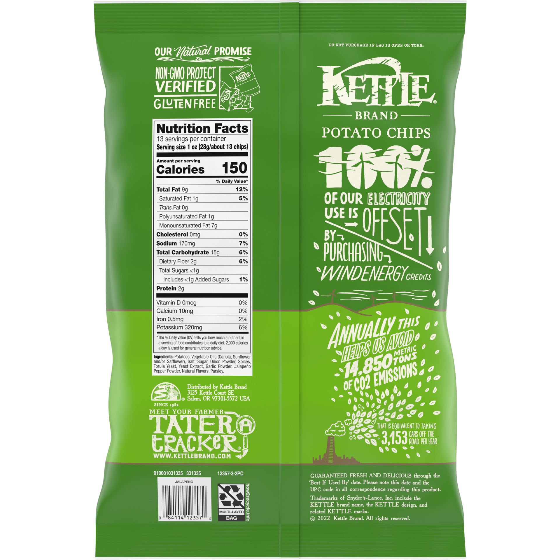 slide 2 of 5, Kettle Brand Potato Chips, Jalapeno Kettle Chips, Party Size, 13 Oz, 13 oz