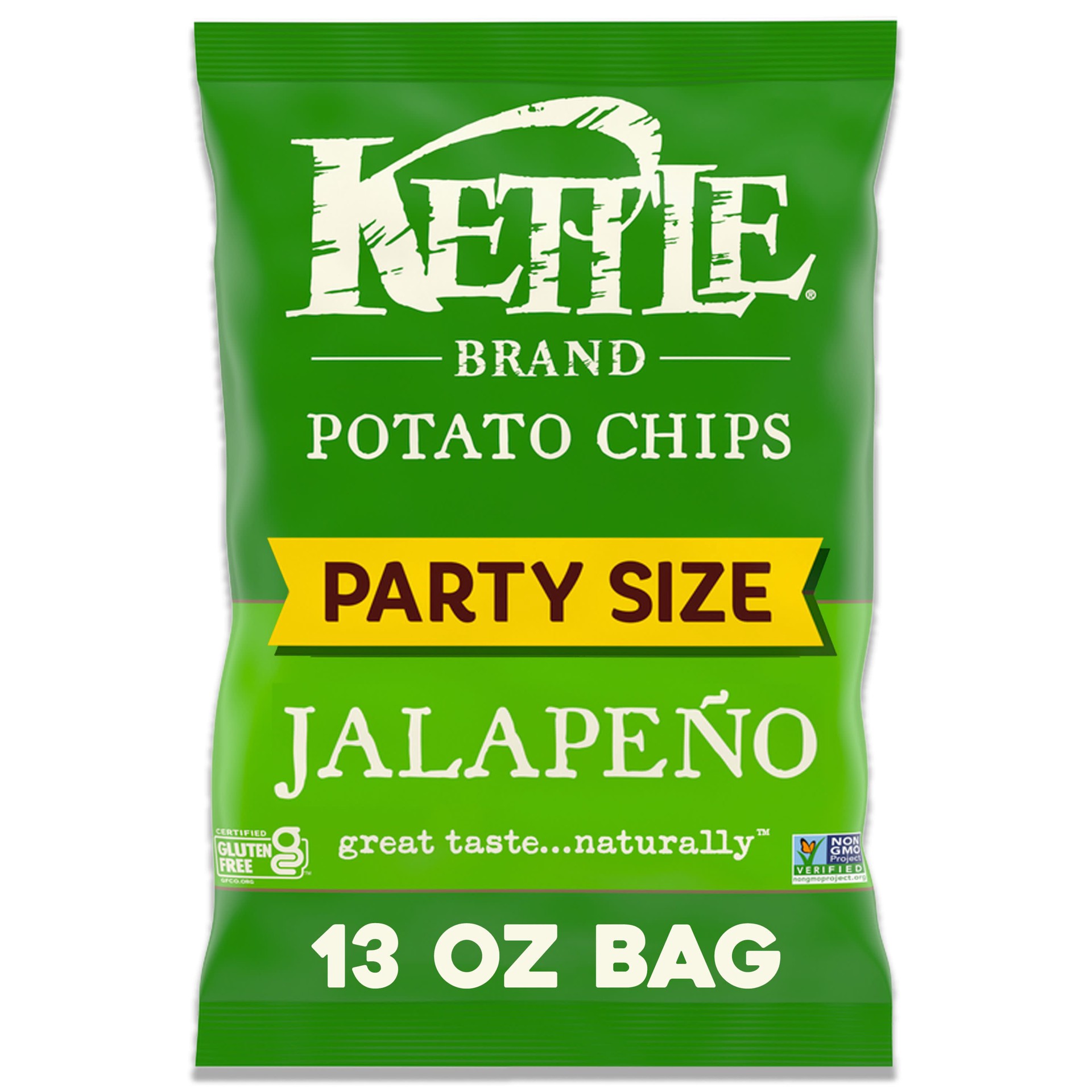 slide 1 of 5, Kettle Brand Potato Chips, Jalapeno Kettle Chips, Party Size, 13 Oz, 13 oz