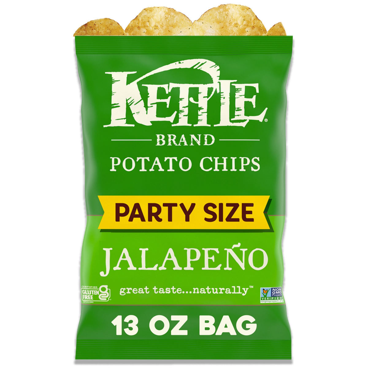 slide 1 of 5, Kettle Brand Potato Chips, Jalapeno Kettle Chips, Party Size, 13 Oz, 13 oz