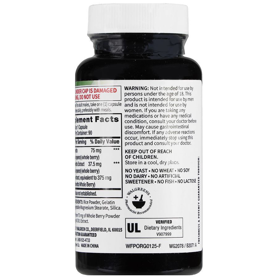 slide 2 of 5, Walgreens Free & Pure Saw Palmetto 450 mg Capsules, 90 ct