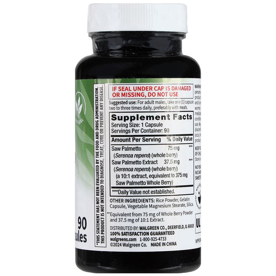 slide 5 of 5, Walgreens Free & Pure Saw Palmetto 450 mg Capsules, 90 ct