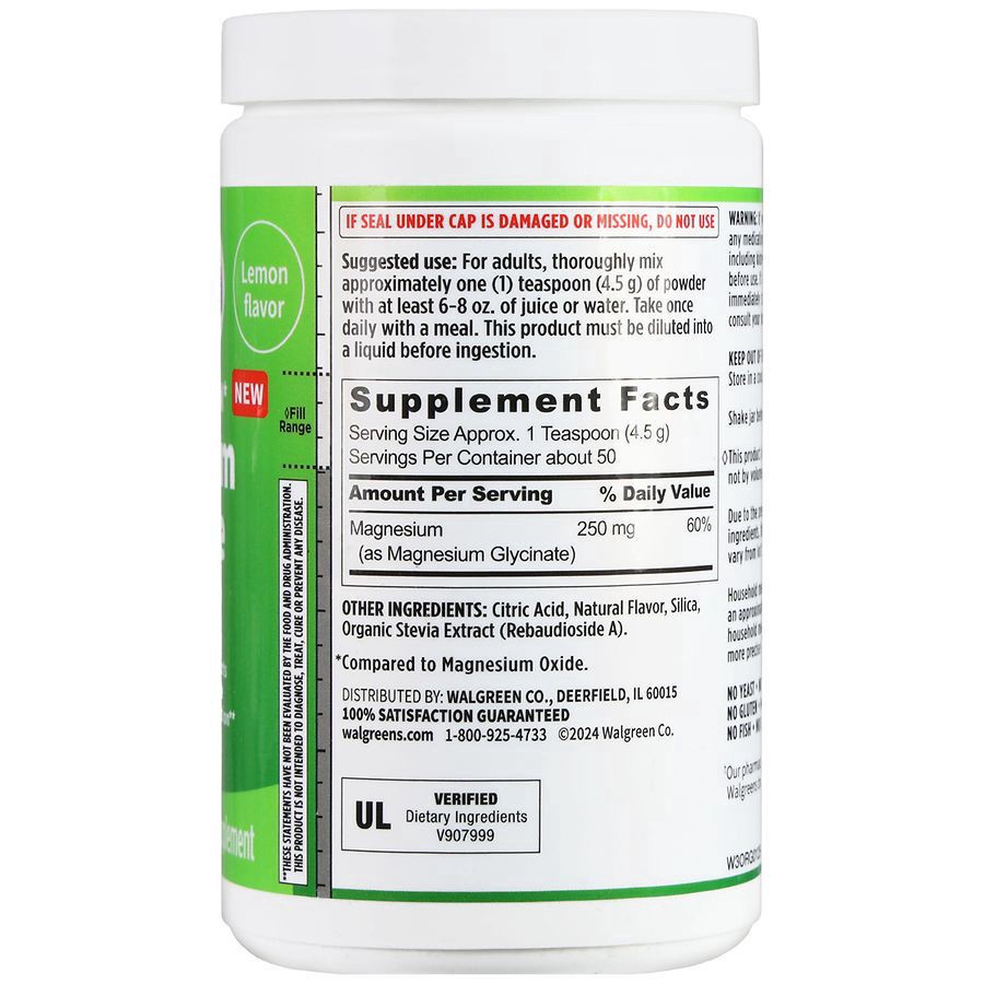 slide 2 of 5, Walgreens Magnesium Glycinate Powder Lemon, 8 oz
