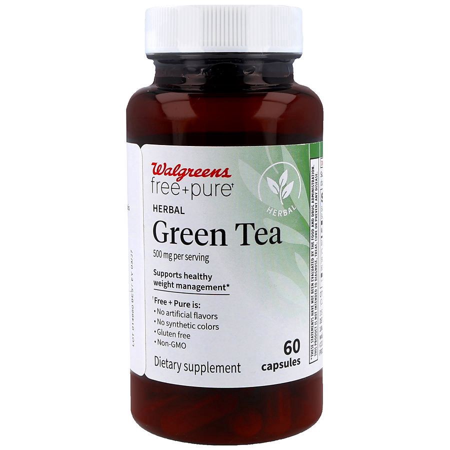 slide 1 of 5, Walgreens Free & Pure Green Tea 500 mg Capsules, 60 ct